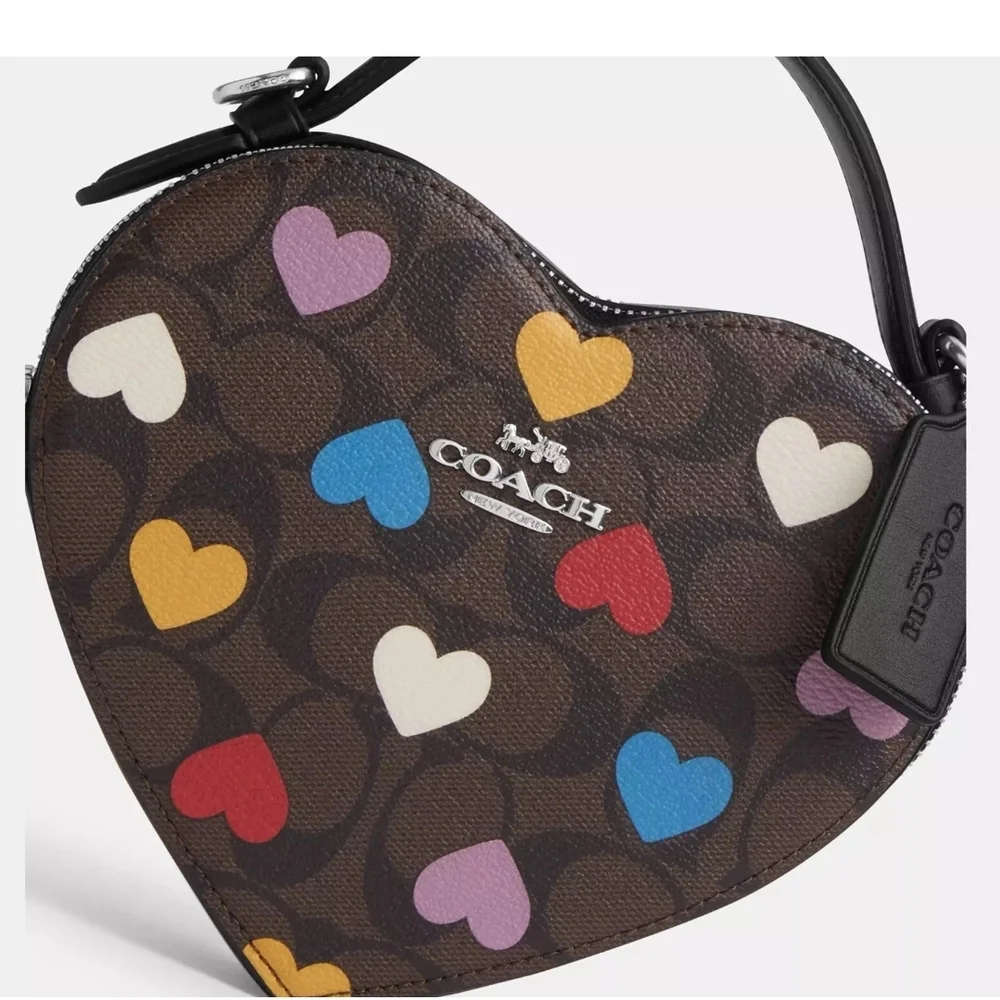 Coach NWT Heart Crossbody Silver/ Metallic Hearts CPO22 - Picture 6 of 7